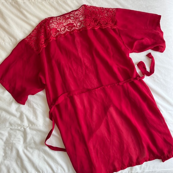 VINTAGE Secret Treasures lace flowy midi red robe - Picture 10 of 16
